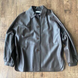 Ines & Marechal Chocolate Brown 100% Lamb Leather Jacket/ Shirt  Sz 40